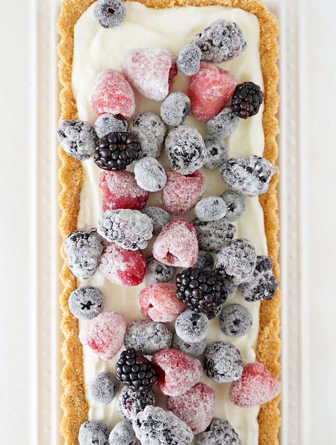 No Bake Coconut Tart with Sugared Fruit