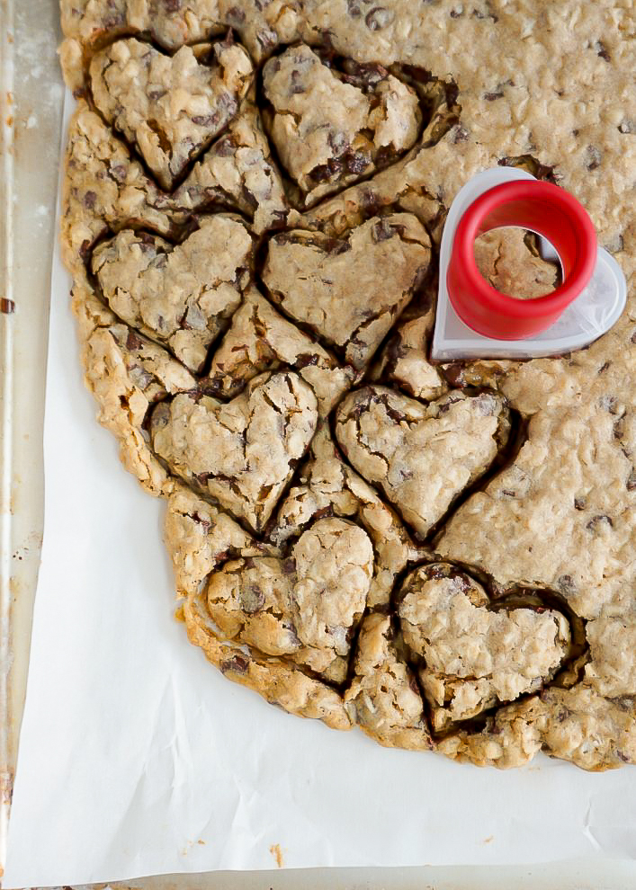 Heart Shaped Oatmeal Chocolate Chip Cookies