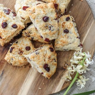 Buttery, Flaky Coconut & Cranberry Scones by Baking for Friends Blog