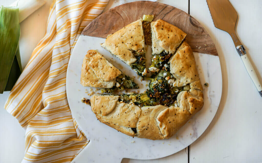 Simple Savoury leek and Spinach Galette