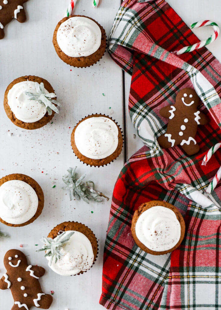 Gingerbread Cupcakes with Meringue Icing