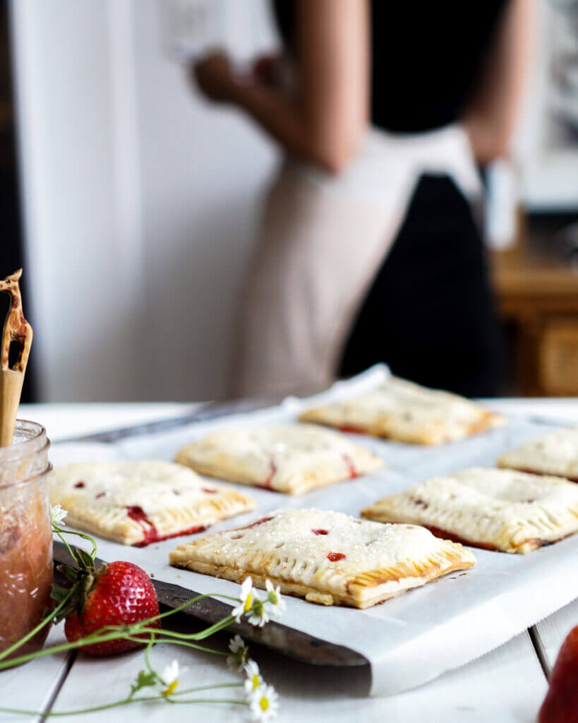 Strawberry Pop Tarts with Rhubarb Ginger Compote - Adult Pop Tarts