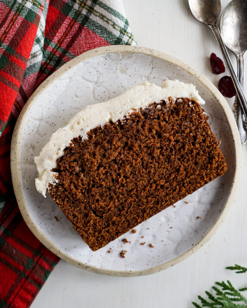 Gingerbread Loaf with Brown Butter Cream Cheese Icing 