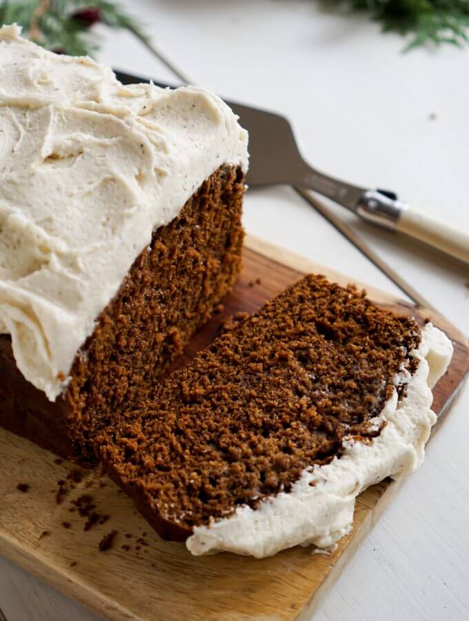 Gingerbread Loaf with Brown Butter Cream Cheese Icing