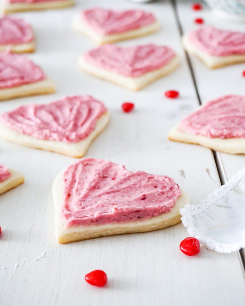 Lemon Raspberry Heart Shaped Sugar Cookies