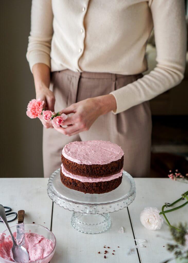 How to Make a Mini Espresso Cake with Rosewater Buttercream 