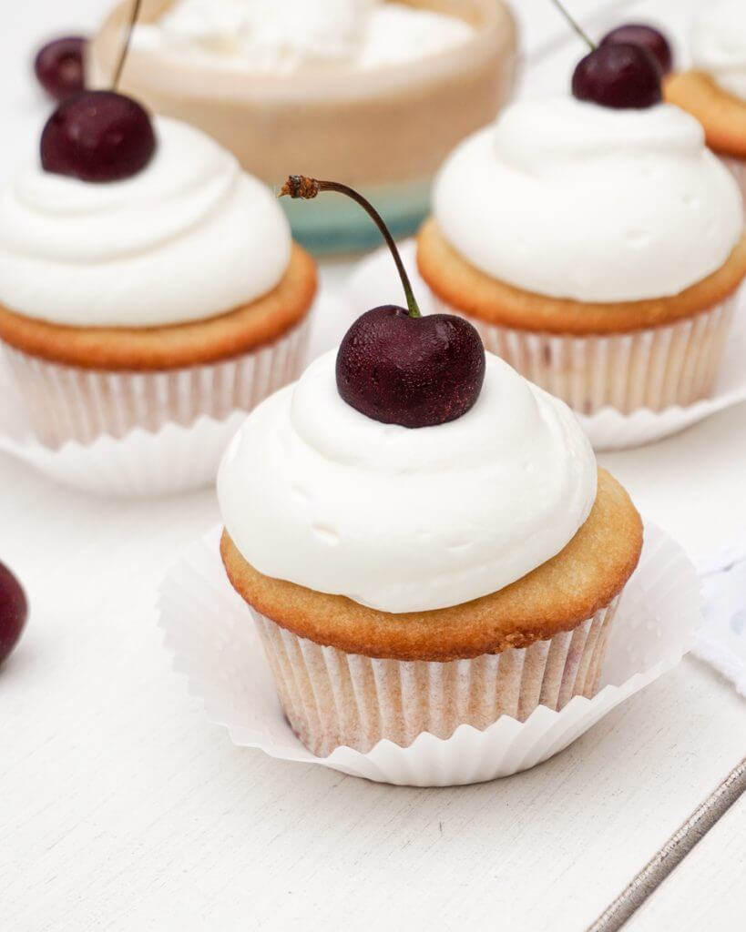 Almond Cherry Cupcakes 
